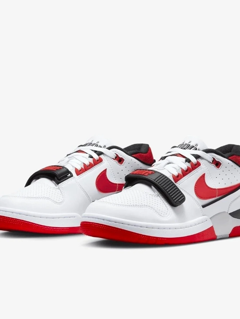 Nike Men's White & Red Low-Top Strap Sneakers